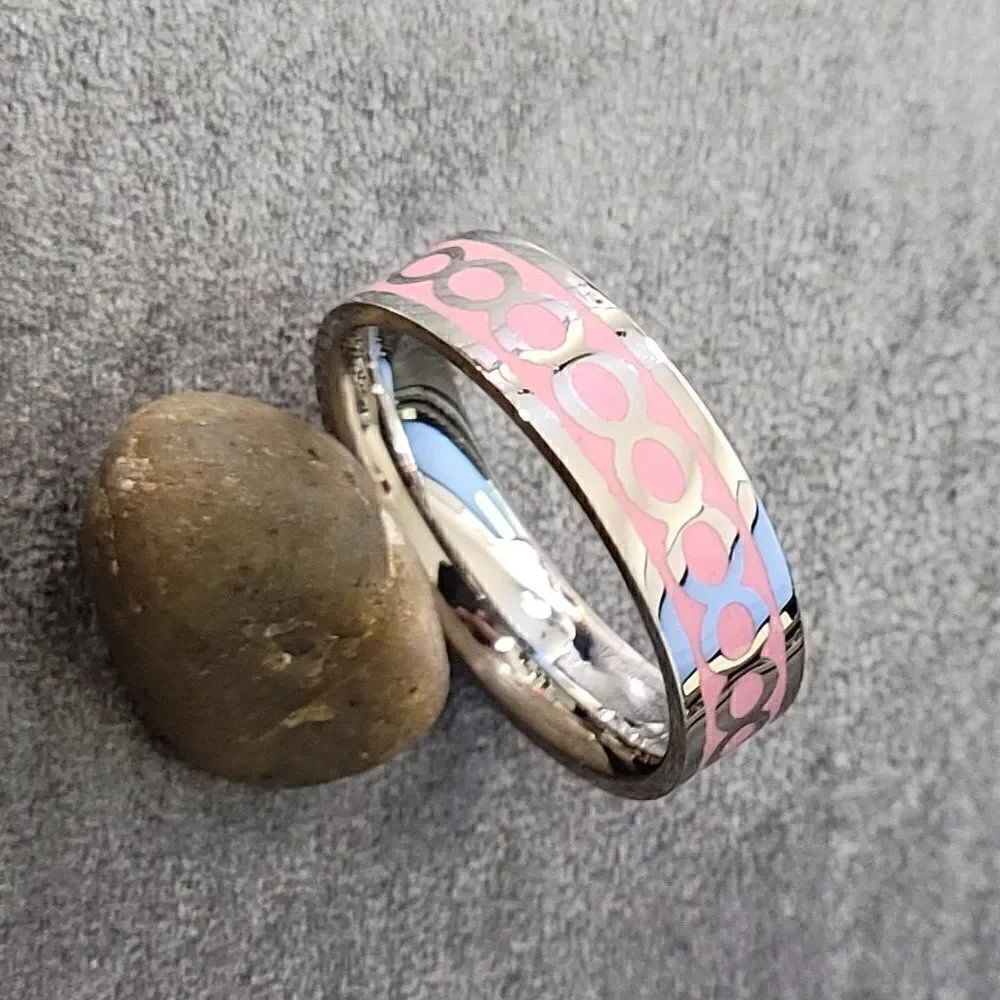 Women's Promise Ring - Pink Infinity Band - Wedding Band Ring